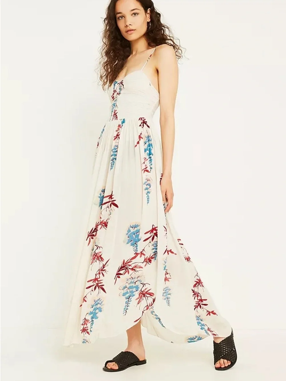 Free People Ivory Floral Slip Dress
